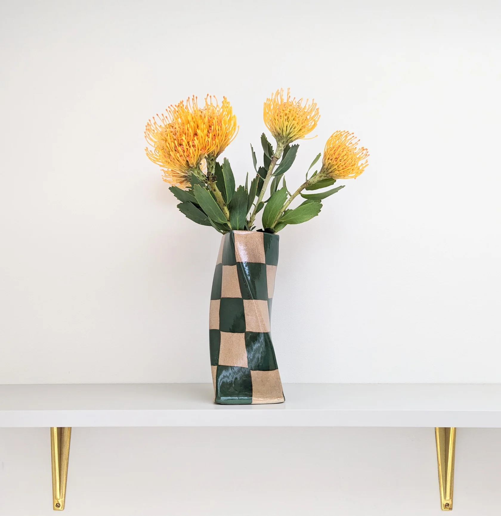 Rosie Gore - Green Check Twist Vase