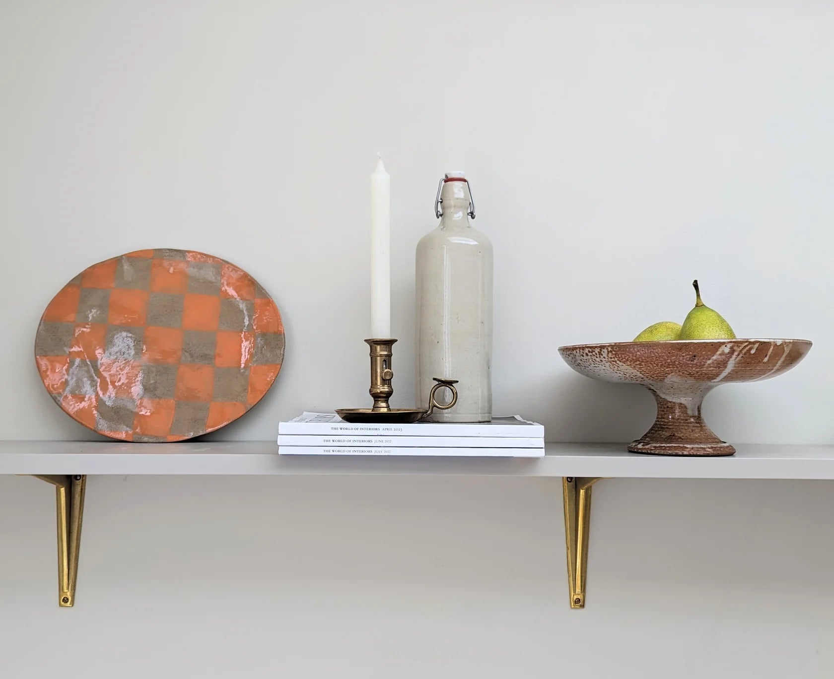 ROSIE GORE - Orange Check Oval Platter