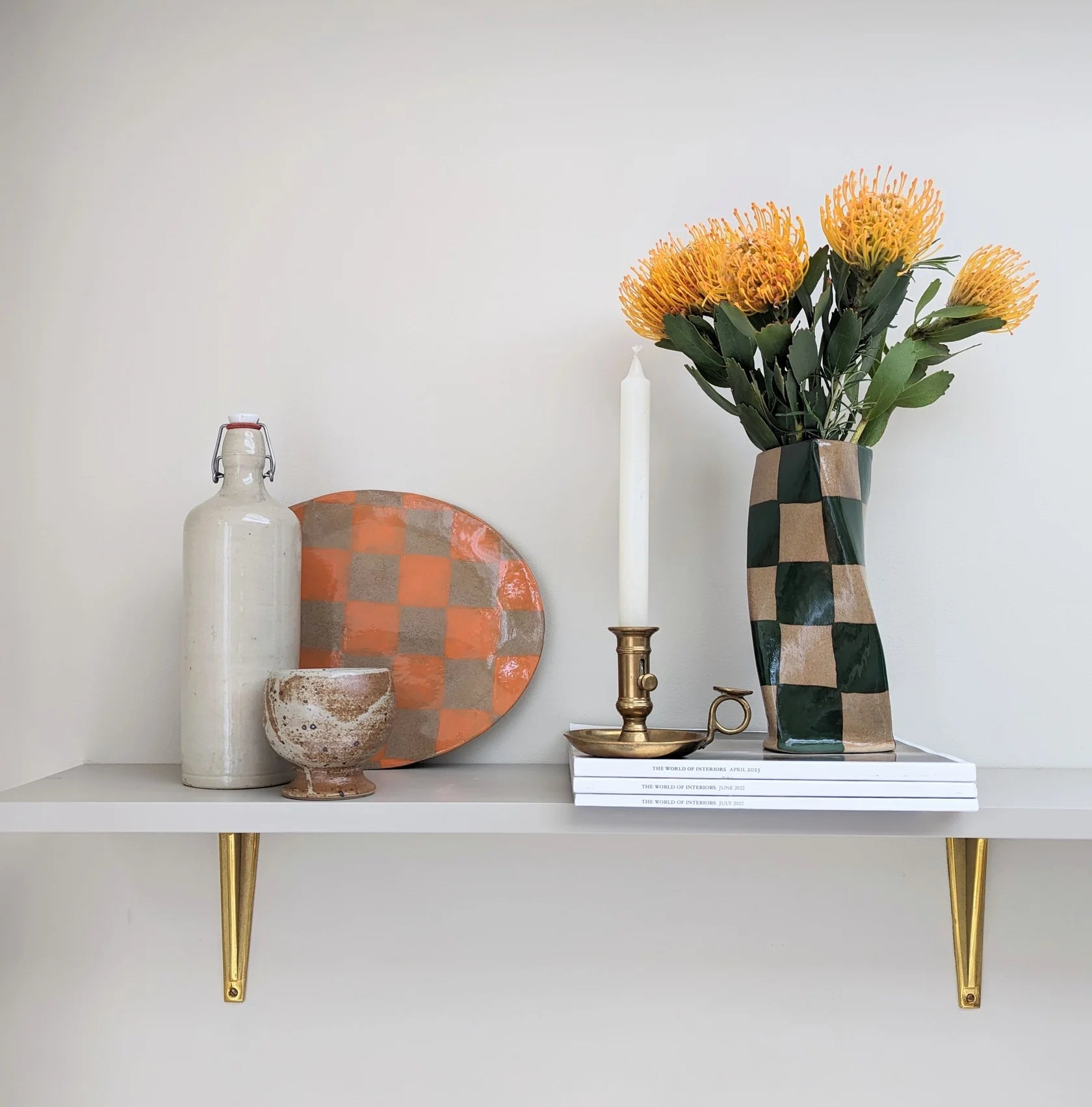 Rosie Gore - Green Check Twist Vase