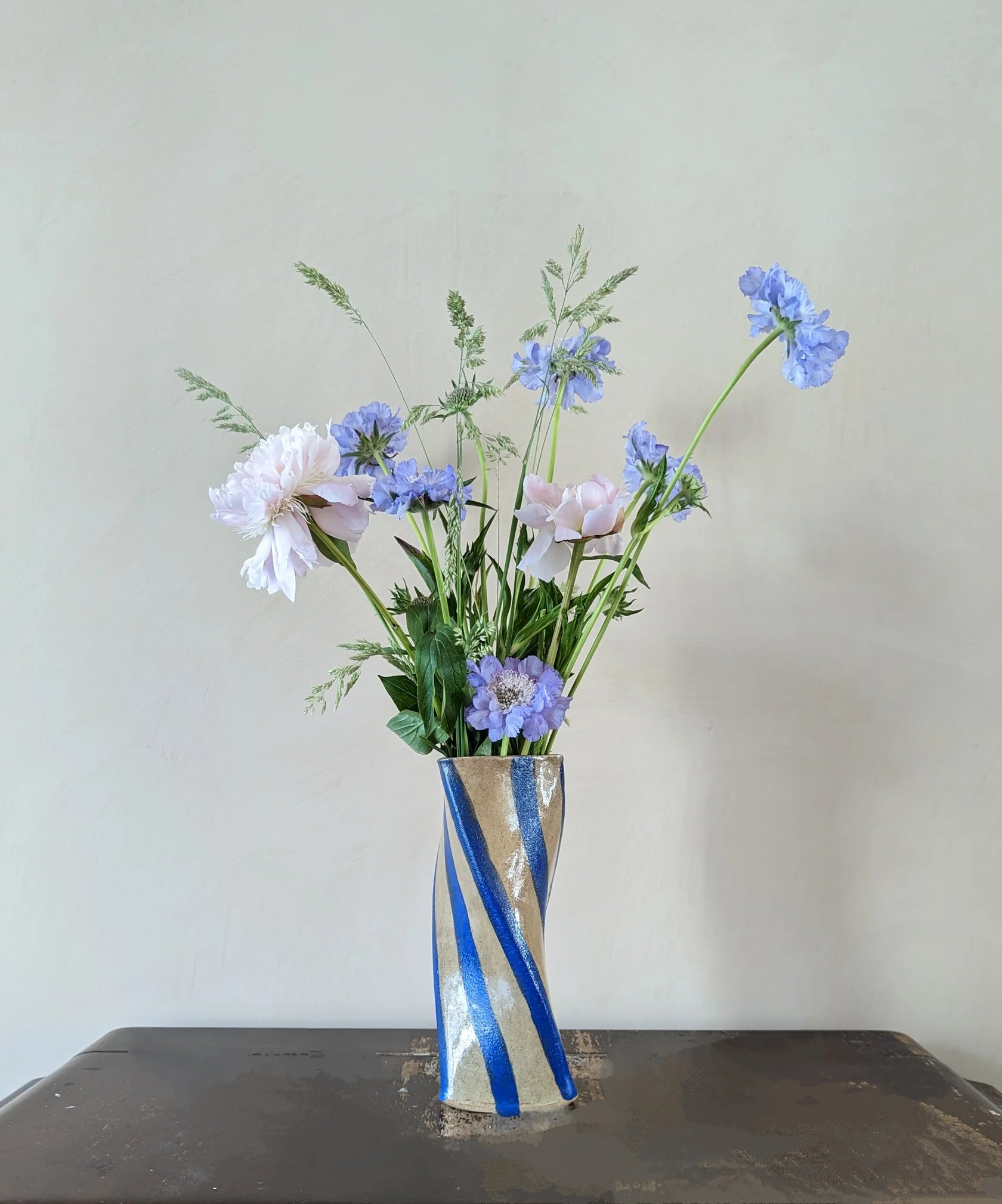 ROSIE GORE - Blue Stripe Twist Vase